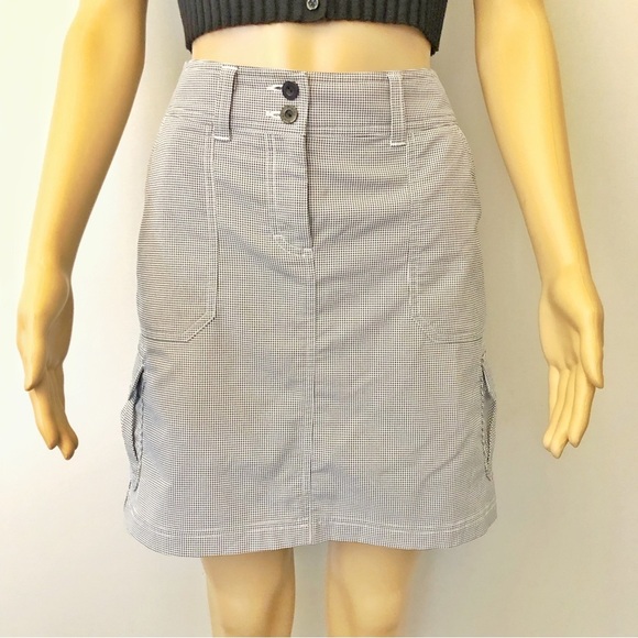 Prtex Y2K Gingham Medium Rise Casual Black & White Mini Cargo Skirt. US 04. - Picture 1 of 14